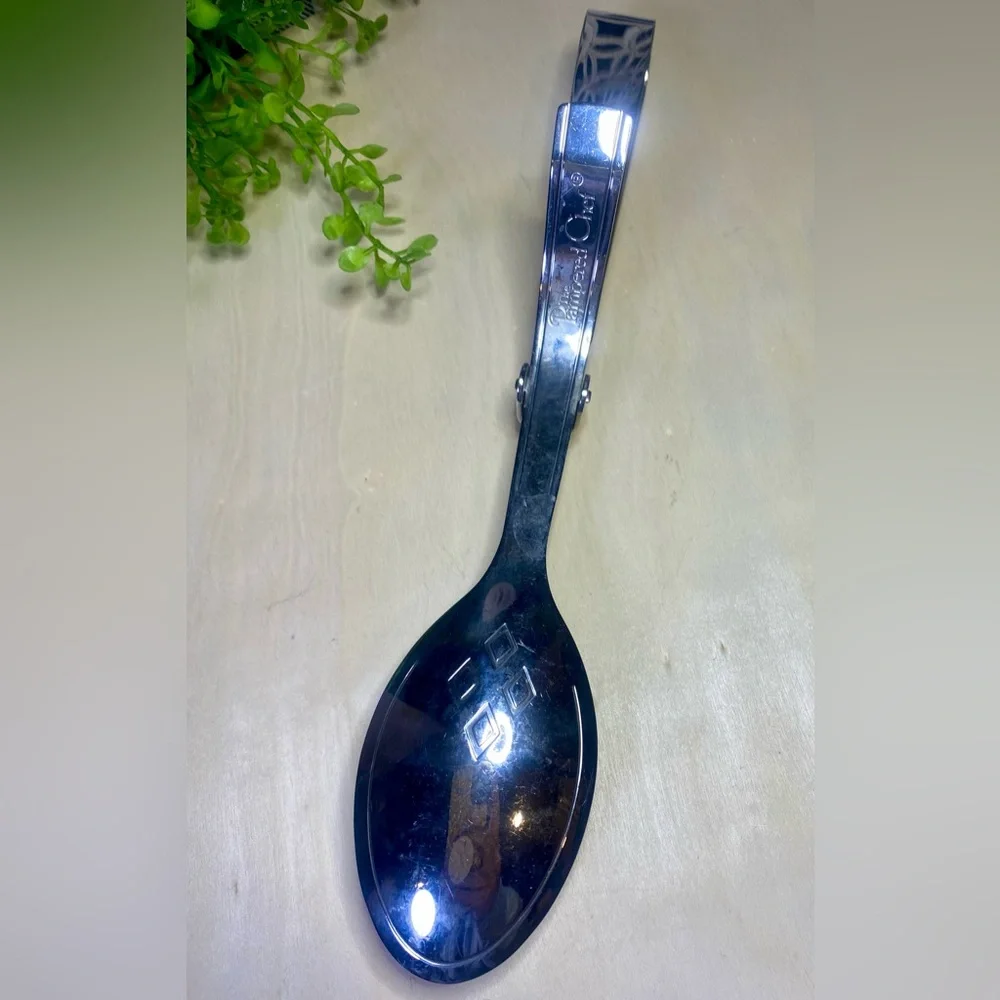 Pampered Chef Large Stainless‎ Double Spoon Serving Tongs